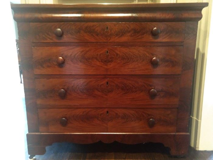 Antique 5-drawer Empire walnut chest. 