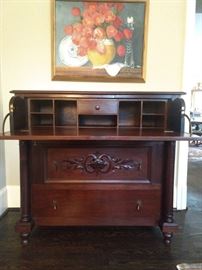 Here's the organ chest, masterfully transformed into a writing desk. Handsome piece and a rare opportunity to buy something with an amazing provenance!