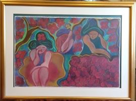 Large original pastel on paper, nicely matted and framed.