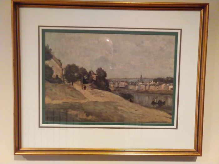 European landscape, nicely framed and matted, by Corot.