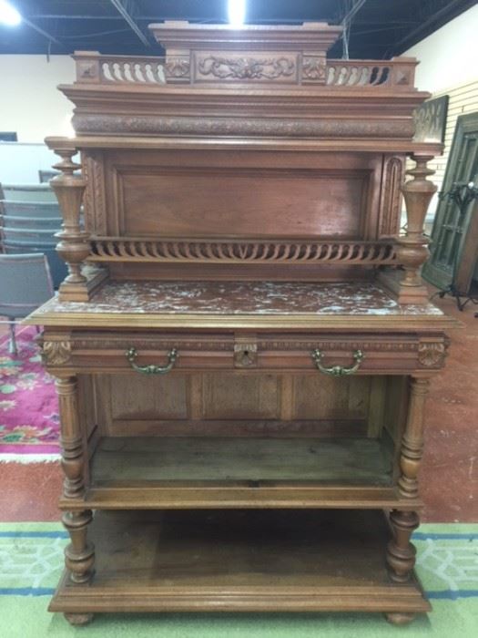 French Marble Top Sideboard Cabinet