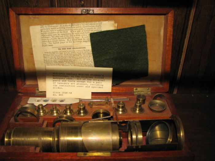 antique student microscope