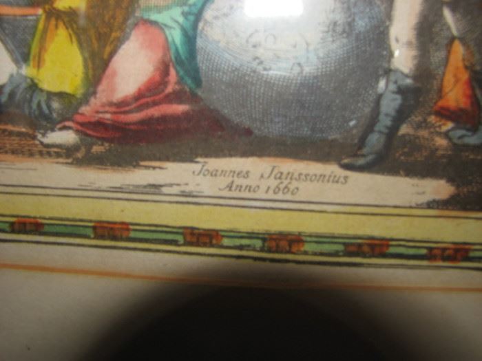 Joannes Janssonius' coloured copper engraving