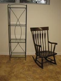 black lacquered rocking chair, etagere