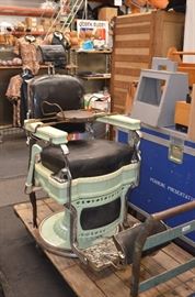 Vintage Koken Barber Chair, hydraulic, Good head rest, $1,275 Child seat $260