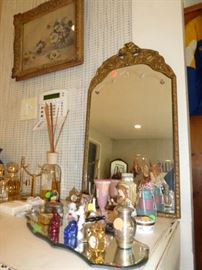 Vanity Items & Antique Mirror
