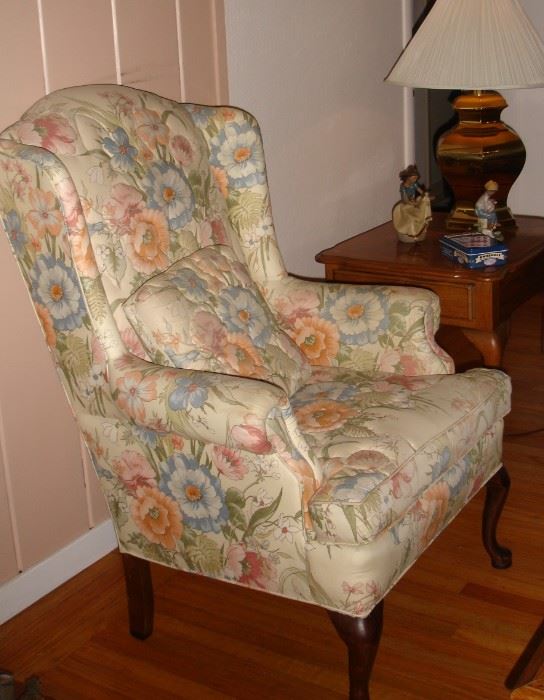 Living room wing-back chair