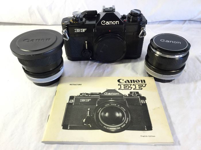 Vintage 1973-1978, Canon EF35 SLR Camera Body, FD 28mm Lens & FD 17mm Lens (3Pcs)             https://ctbids.com/#!/description/share/86892