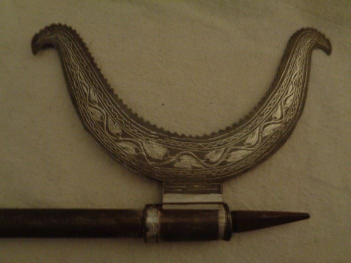 Indo-Persian Tabar Bullova silver inlay battle axe