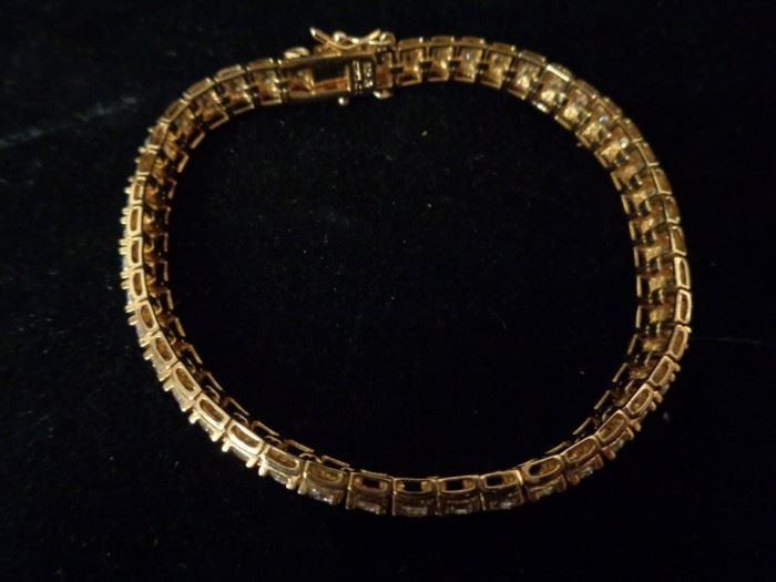 Gold plated sterling and cubic zirconia bracelet