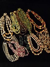 Collection of vintage Miriam Haskell Style necklaces