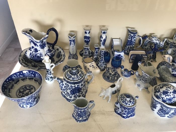 Blue and white pottery collection