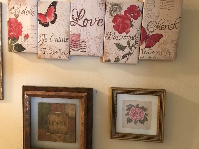 Assorted pictures and wall decorations
