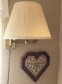 Wall swing lamp & cross stitch heart