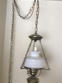 Hanging light fixture - white milk glass