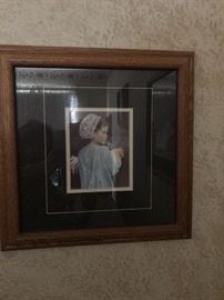 Framed Amish girl picture