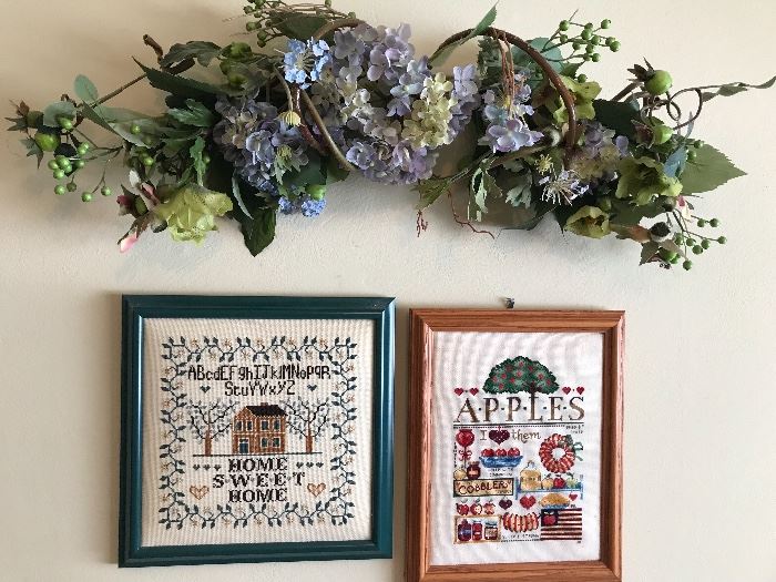 Cross stitch and lovely wall hanging floral