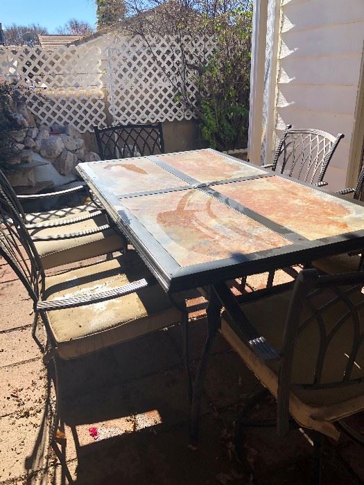 patio table and 6 chairs 75.00