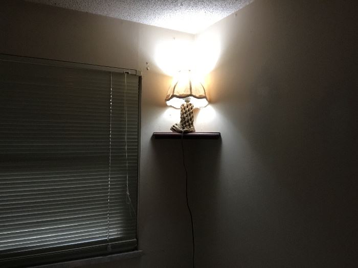 Small shelf with lamp