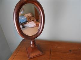 Wood table top oval mirror