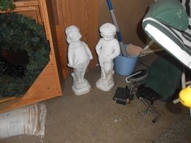 Cement statues in garage