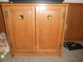 Solid wood cabinet in basement