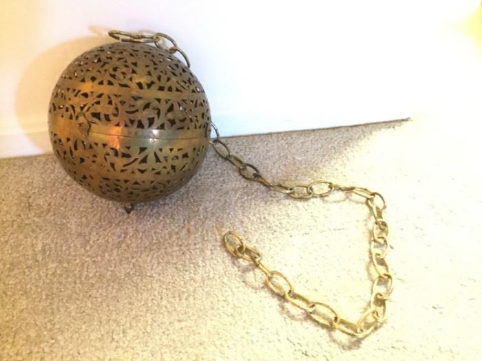 Vintage Art Deco Brass Ball Chandelier/“Incense Ball” https://ctbids.com/#!/description/share/86825
