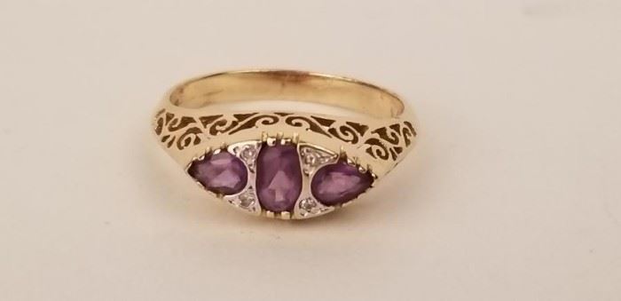 Amethyst and Diamond Ring, 10K, Size 6 3/4 https://ctbids.com/#!/description/share/87878
