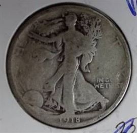 1918 S Walking Liberty Half Dollar, VG Details
