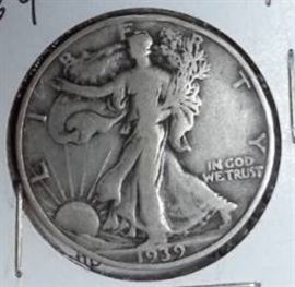 1939 S Walking Liberty Half Dollar, VF Detail