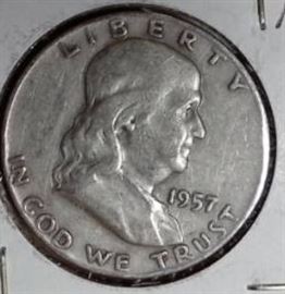 1957 D Franklin Half Dollar, XF Details