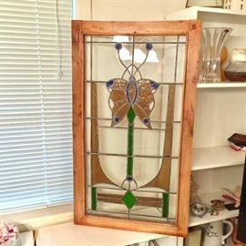 Stained glass cabinet door panel