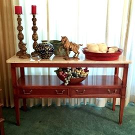 Mid Century console table with marble top