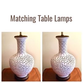 Pierced porcelain table lamps