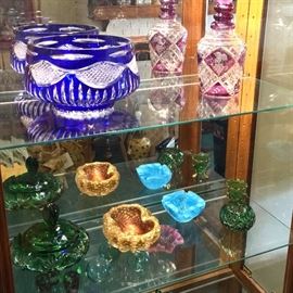 Art glass bowls, decanters, and accessories