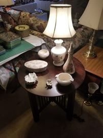 End table with dogwood decor