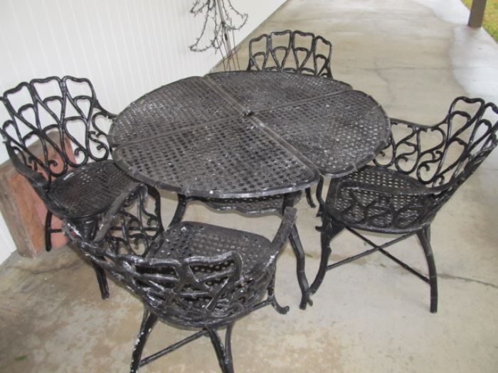 iron patio table and four chairs