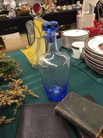Blue Decanter, Assorted Décor, Scriptures, Stained Glass Angel, Christmas Plates