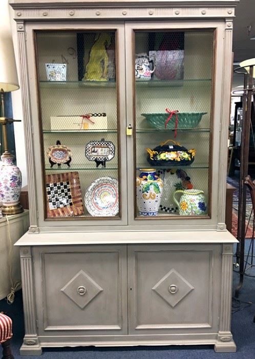 Wire Front Painted Cabinet