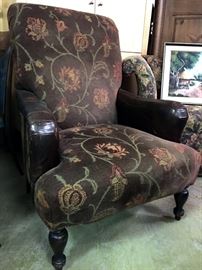 Henredon leather and tapestry chair