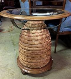 Interesting Rattan and Glass Table