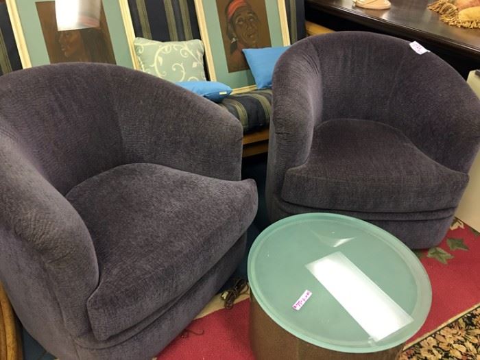 Pair curved tub chairs