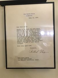 Framed letter, signed by Richard Nixon.