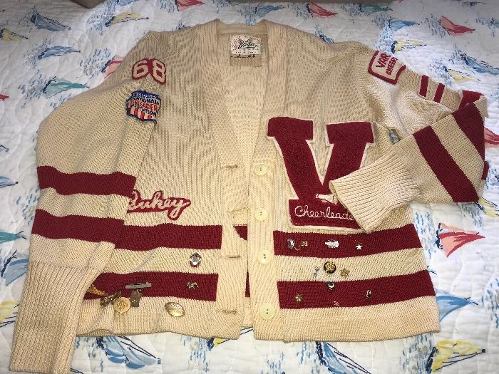 1968 Varsity cheerleader sweater, some damage.