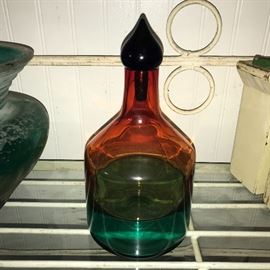 Art glass decanter with lid, signed Marcello Furlan.