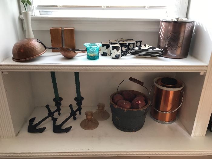 Huge collection of copper home decor, utensils, serving pieces and kitchenware. 