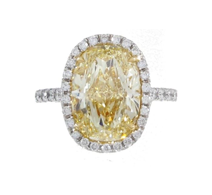 GIA 4CT Fancy Yellow Diamond Ring 