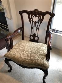 Beautifully carved arm / desk chair