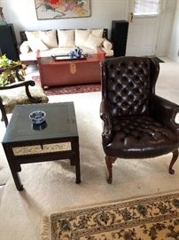 Leather tufted chair