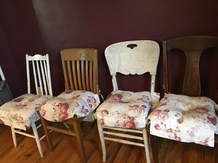 Vintage and farmhouse style chairs with or without pads 